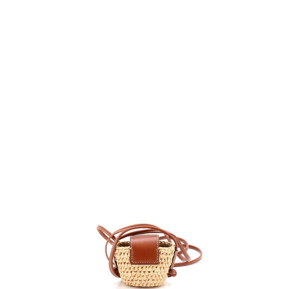 Celine Triomphe Basket Airpods Case Flap Bag Raffia with Leather - Picture 3 of 5